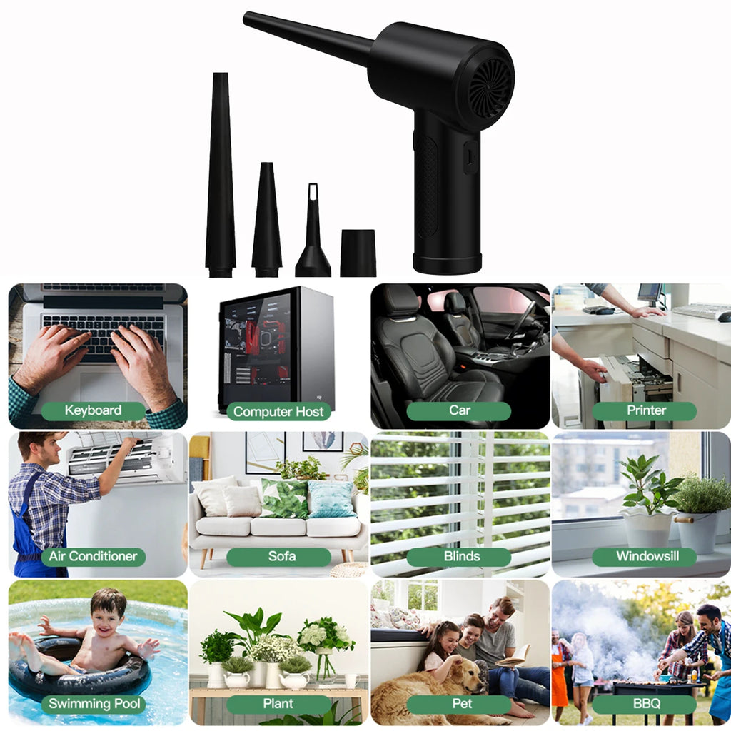 51000RPM Electric Wireless Air Duster – Type-C Rechargeable Compressed Air Blower for PC, Keyboard &amp; Electronics Cleaning (Battery Included, No Harmful Chemicals)