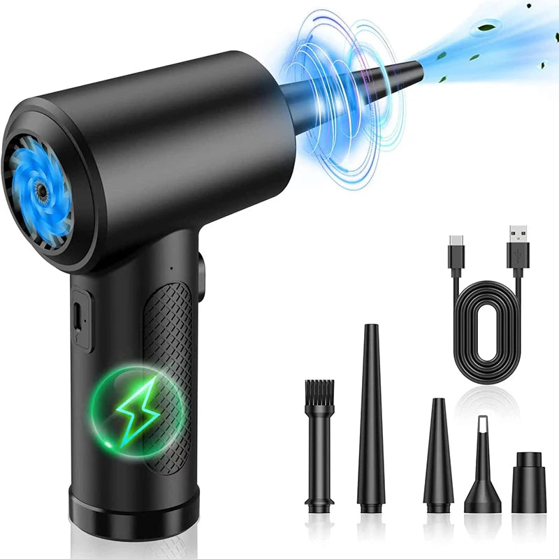 51000RPM Electric Wireless Air Duster – Type-C Rechargeable Compressed Air Blower for PC, Keyboard &amp; Electronics Cleaning (Battery Included, No Harmful Chemicals)